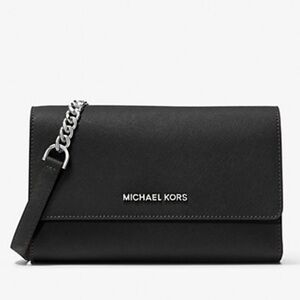 Michael Kors Black Crossbody Bag with Silver Chain